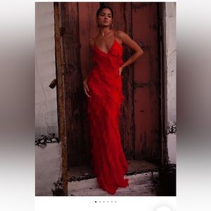 Rat & Boa CECELIA DRESS Floor Length Maxi Dress RED NEW